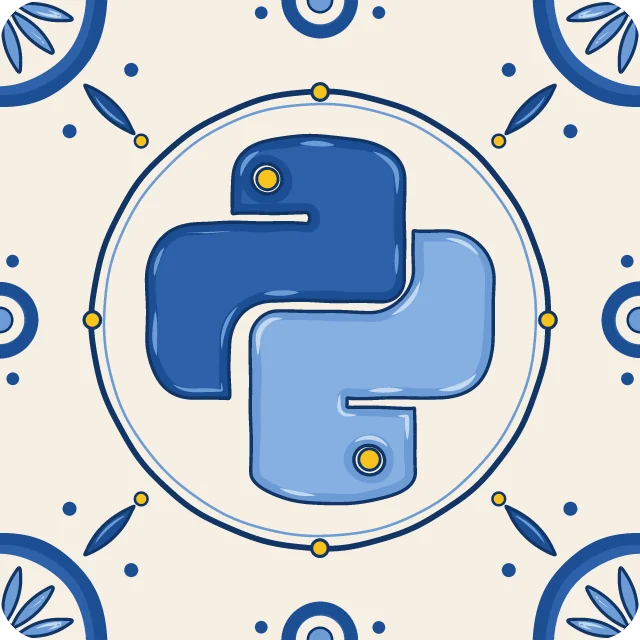 Python Lisbon Meetup logo: the Python snakes painted on a Portuguese azulejo tile